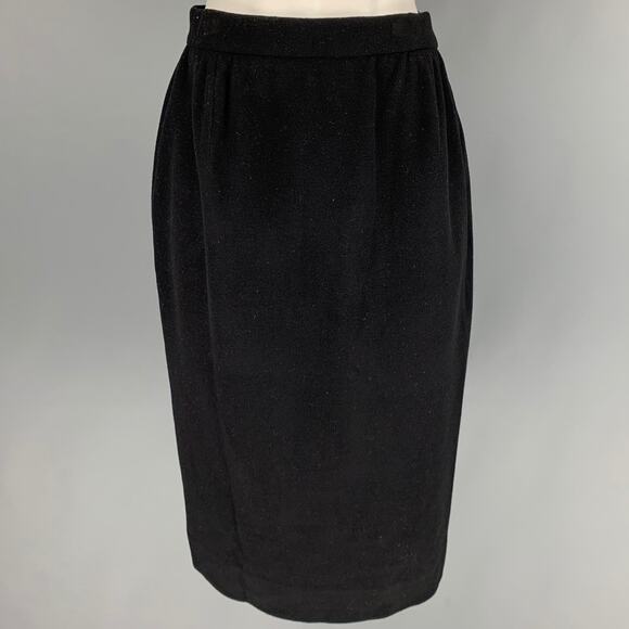 DONNA KARAN Size 4 Black Wool Cashmere Pencil Skirt - Picture 1 of 6